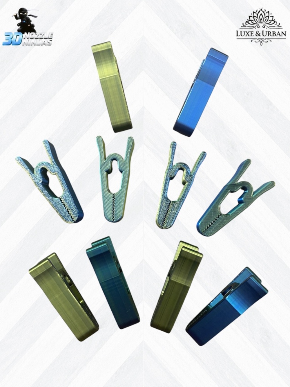 3D Handcrafted Blue Green Metallic Multi-Purpose Clip - Price for 1